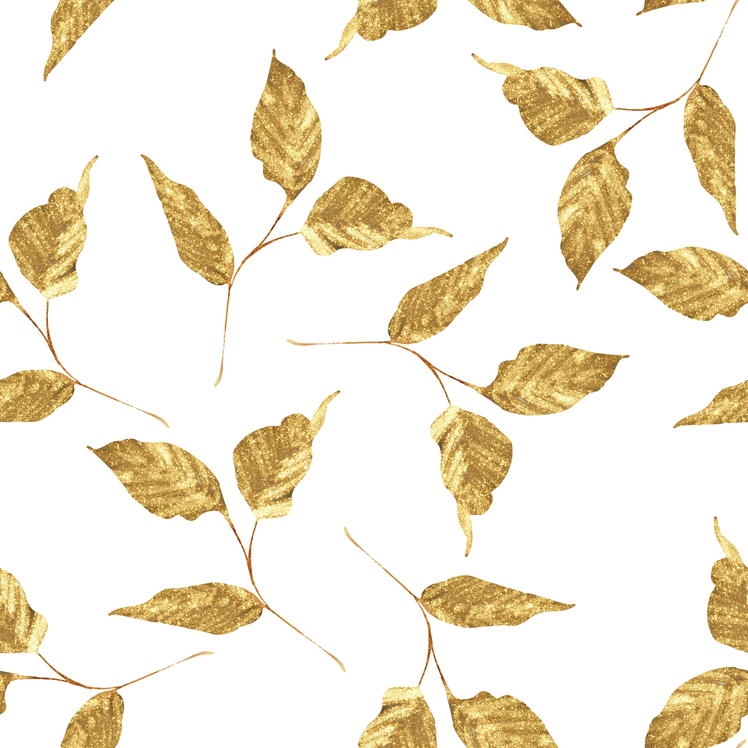 Gold seamless pattern of leaves. Trendy